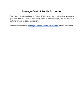 Average Cost of Tooth Extraction