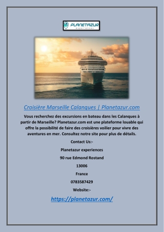 Croisière Marseille Calanques | Planetazur.com