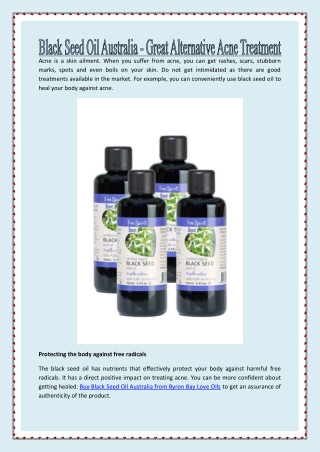 Black Seed Oil Australia - Great Alternative Acne Treatment