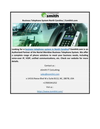 Business Telephone System North Carolina | Esmithit.com