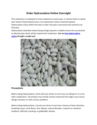 Order Hydrocodone Online Overnight
