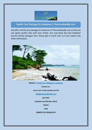 Family Tour Package For Andaman Thetravelbuddy