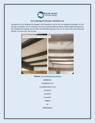 Dry Ice Blasting Fire Damage Polarblast.co.uk