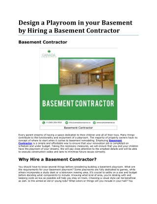 Are you looking for a Professional Basement Contractor Near your Area?