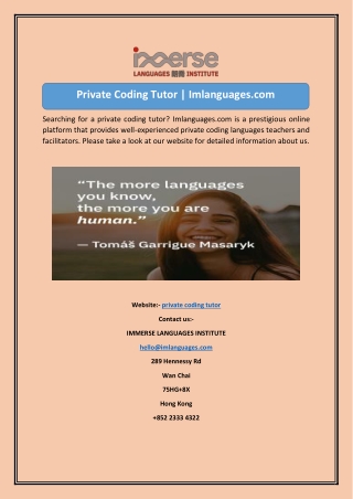 Private Coding Tutor Imlanguages