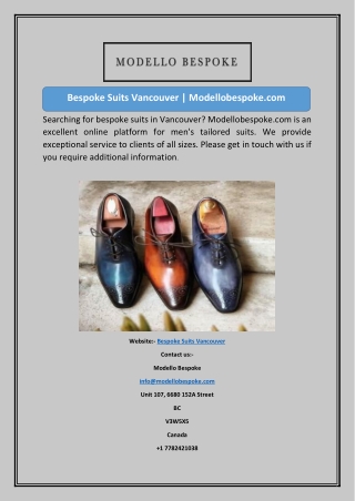 Bespoke Suits Vancouver  Modellobespoke