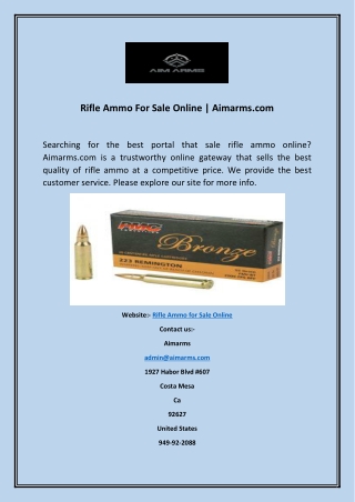 Rifle Ammo For Sale Online  Aimarms