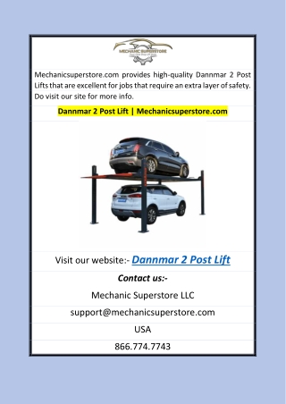 Dannmar 2 Post Lift  Mechanicsuperstore.com