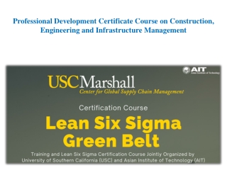 Professional Development Certificate Course on Construction, Engineering and Infrastructure Management