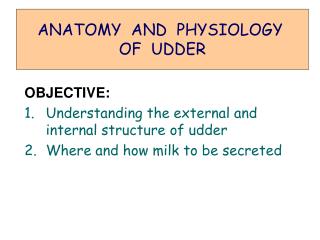 OBJECTIVE: Understanding the external and internal structure of udder Where and how milk to be secreted