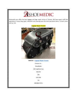 Luggage Repair Toronto  Shoemedic.com