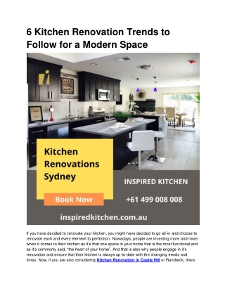 6 Kitchen Renovation Trends to Follow for a Modern Space