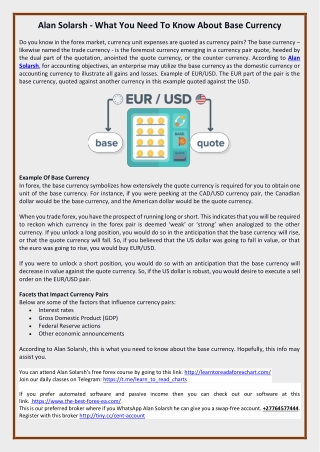 Alan Solarsh - What You Need To Know About Base Currency