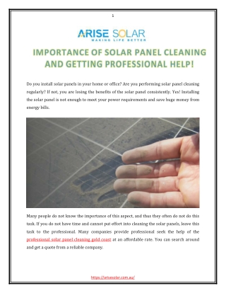 Importance Of Solar Panel Cleaning And Getting Professional Help!