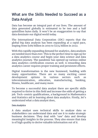 What are the Skills Needed to Succeed as a Data Analyst