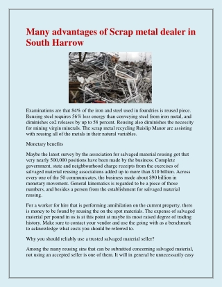 Best Scrap Metal Collection in South Harrow.