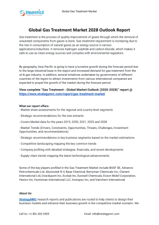 2021 Gas Treatment Industry Global Analysis Report
