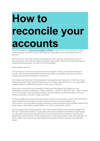 How to reconcile your accounts