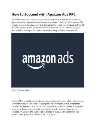 How to Succeed with Amazon Ads PPC