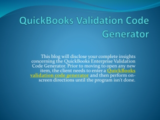 How to Use QuickBooks Enterprise Validation Code Generator