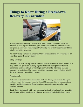 Professional Vehicle Transportation in Cavendish.