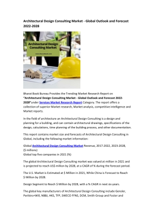 Architectural Design Consulting Market - Global Outlook and Forecast 2022-2028