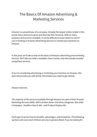 The Basics Of Amazon Advertising & Marketing Services