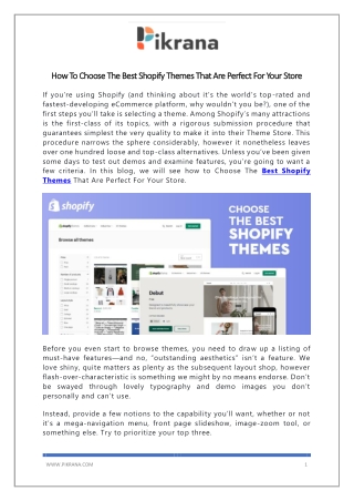 How To Choose The Best Shopify Themes That Are Perfect For Your Store