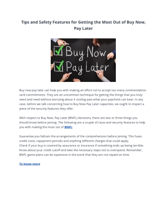 Tips and Safety Features for Getting the Most Out of Buy Now, Pay Later