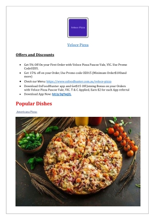10% off - Veloce Pizza Restaurant Menu Pascoe Vale,VIC