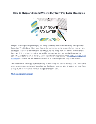 How to Shop and Spend Wisely: Buy Now Pay Later Strategies