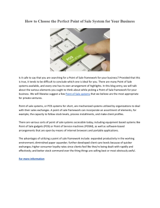 How to Choose the Perfect Point of Sale System for Your Business
