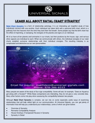 Natal Chart Synastry - Universal Signals