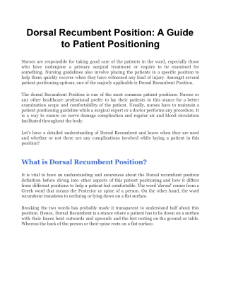 Dorsal Recumbent Position_ A Guide to Patient Positioning