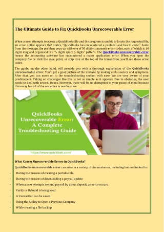 The ultimate guide to fix QuickBooks unrecoverable error