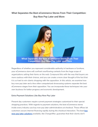 What Separates the Best eCommerce Stores From Their Competition: Buy Now Pay Lat