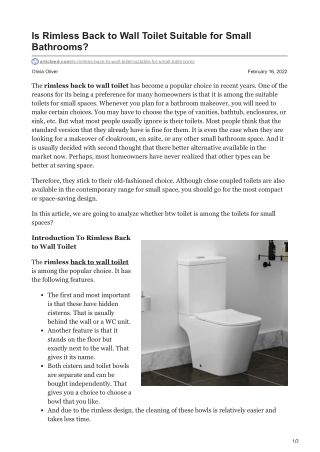 Is Rimless Back to Wall Toilet Suitable for Small Bathrooms articleed.com-
