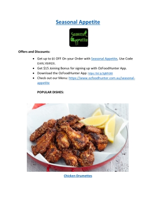 5% off - Seasonal Appetite Chinese Restaurant Craigieburn, VIC