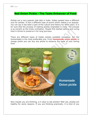 Red Onion Pickle - The Taste Enhancer of Food