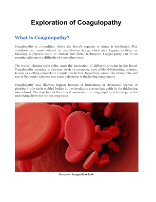 Exploration of Coagulopathy