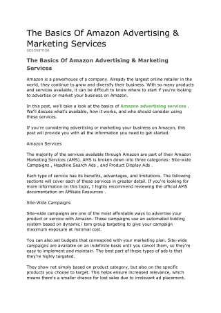 The Basics Of Amazon Advertising & Marketing Services