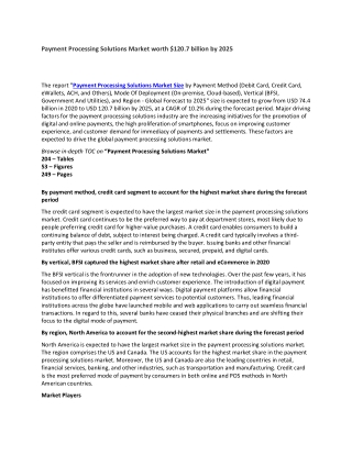 Payment Processing Solutions Market worth $120.7 billion by 2025