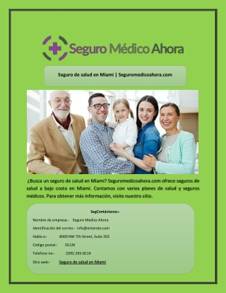 Seguro de salud en Miami | Seguromedicoahora.com