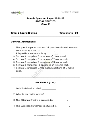 CBSE Sample Paper for Class 10 Social Studies with Solutions Download-PDF