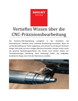 Vertieftes Wissen über die CNC-Präzisionsbearbeitung