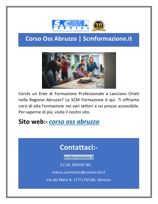 Corso Oss Abruzzo | Scmformazione.it