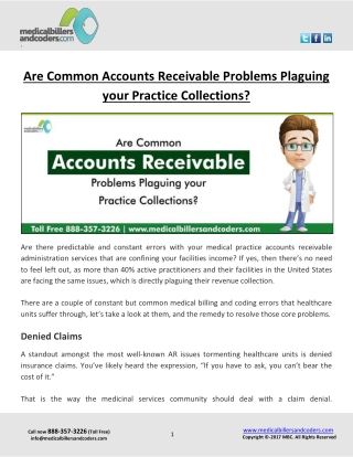 Are Common Accounts Receivable Problems Plaguing your Practice Collections?