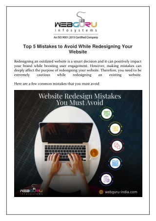 Top 5 Mistakes to Avoid While Redesigning Your Website