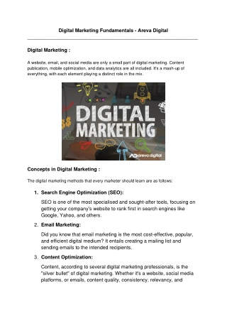 Digital Marketing Fundamentals - Areva Digital