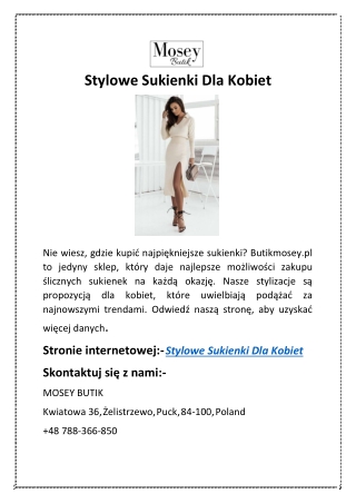 Stylowe Sukienki Dla Kobiet